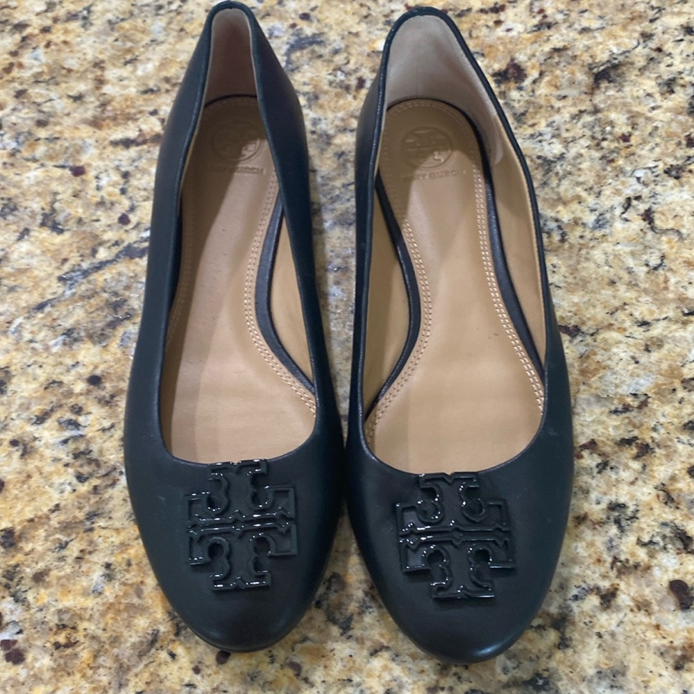 Tory Burch, black ballet, flat shoes, size 8